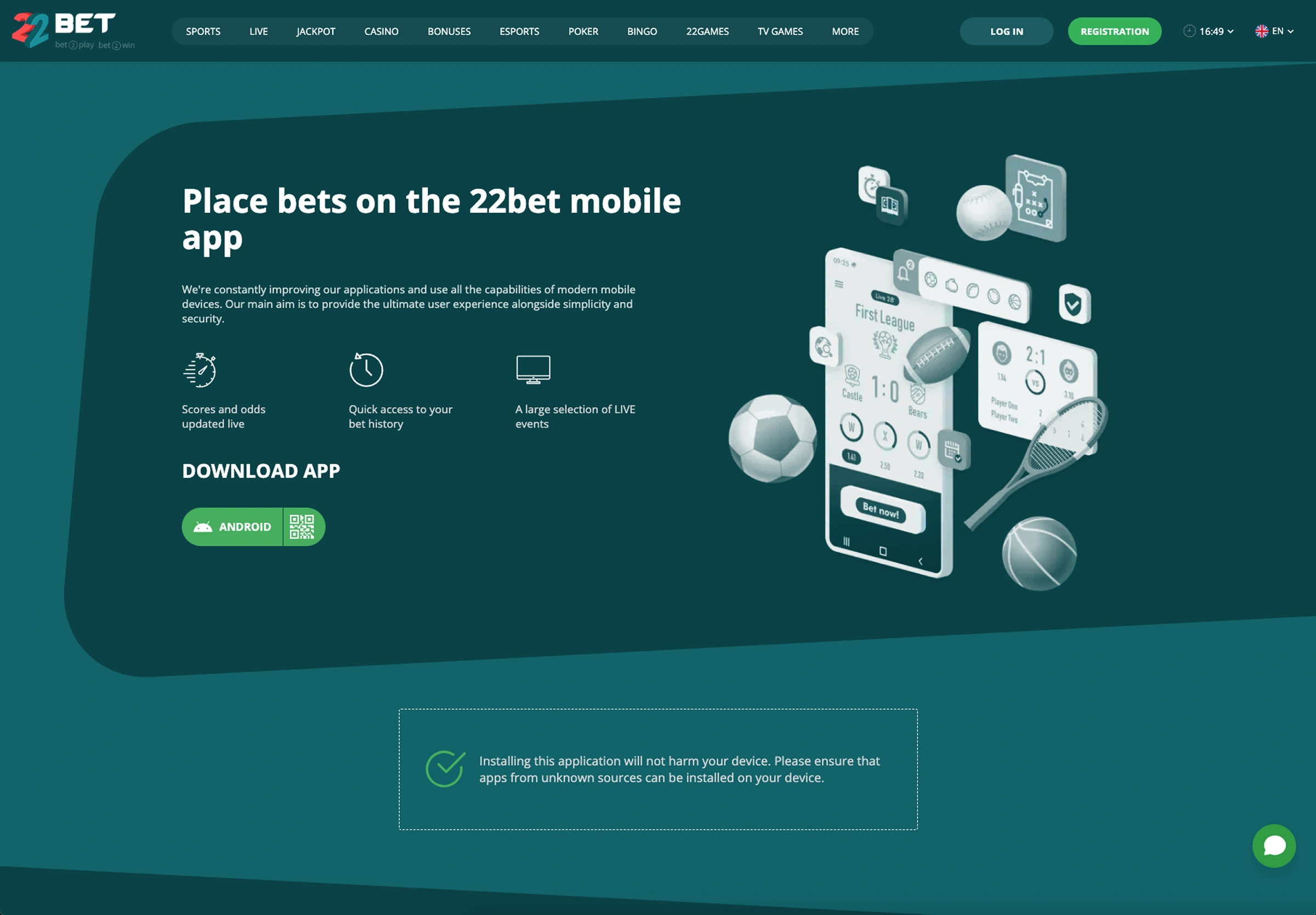 22Bet Mobile Version